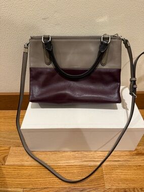Coach Colorblock Leather Mini Borough 32503 Oxblood/Olive Gray/Silver $378